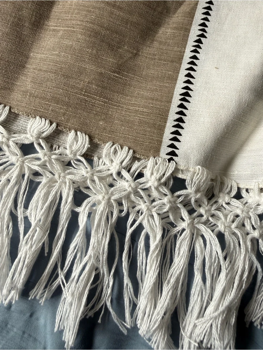Serena & Lily Taupe Ivory Linen Table Runner 16” x 105”
